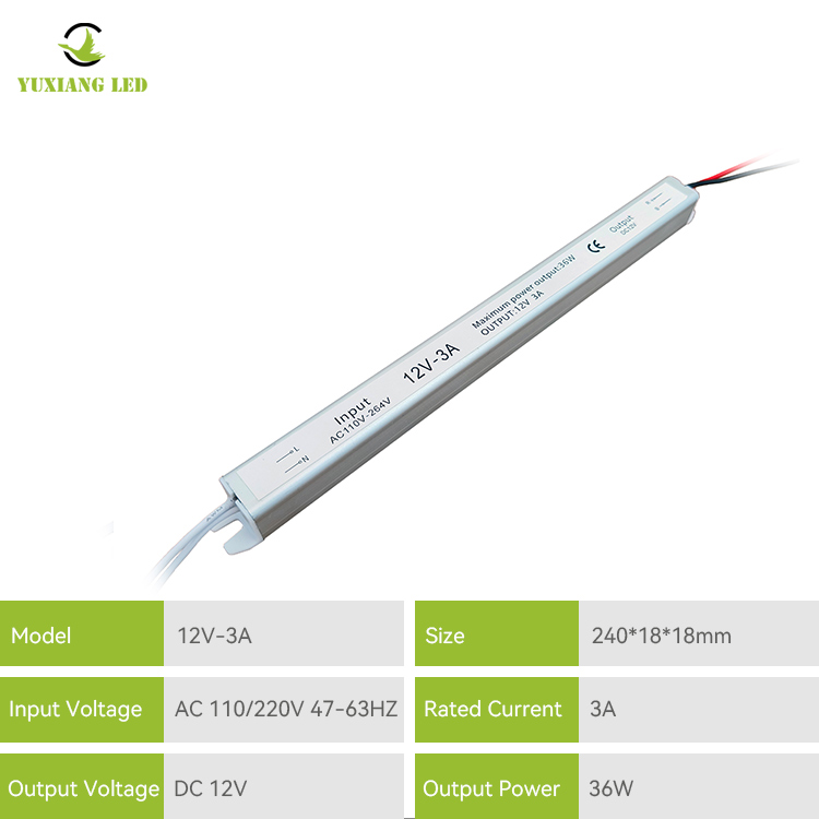 12V 3A 36W ασημί Εξαιρετικά στενό εξαιρετικά λεπτό Τροφοδοτικό Ultra Slim Led