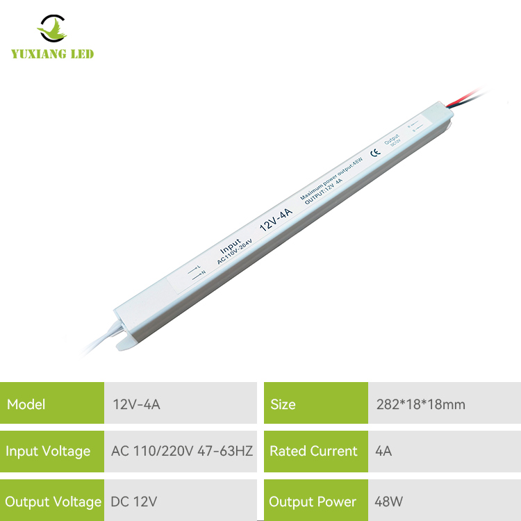 12V 4A 48W ασημί Εξαιρετικά στενό εξαιρετικά λεπτό Τροφοδοτικό Ultra Slim Led