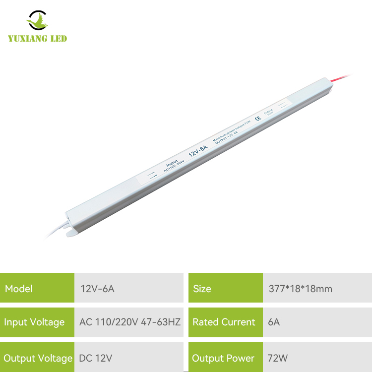 12V 6A 60W ασημί Εξαιρετικά στενό εξαιρετικά λεπτό Τροφοδοτικό Ultra Slim Led
