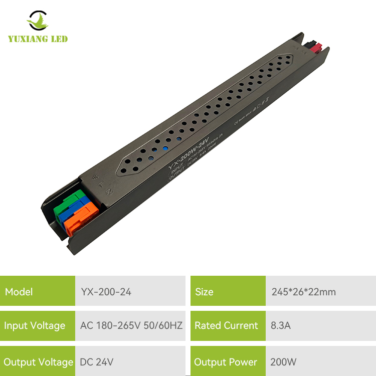 Τροφοδοτικό 24V 200W LED Ultra-Fine Linear Semi-Gule-Fulled Power
