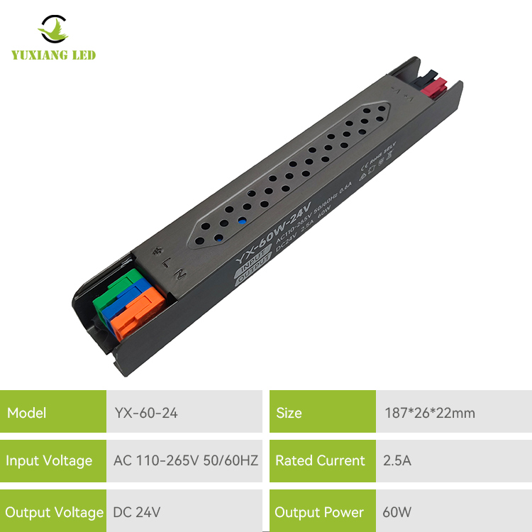 Τροφοδοτικό 24V 60W LED Ultra-Fine Linear Semi-Gule-Fulled Power