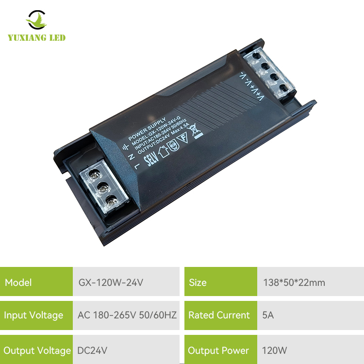 Τροφοδοτικό διακόπτη Slim LED 24V120W σταθερής τάσης ημιγεμάτο