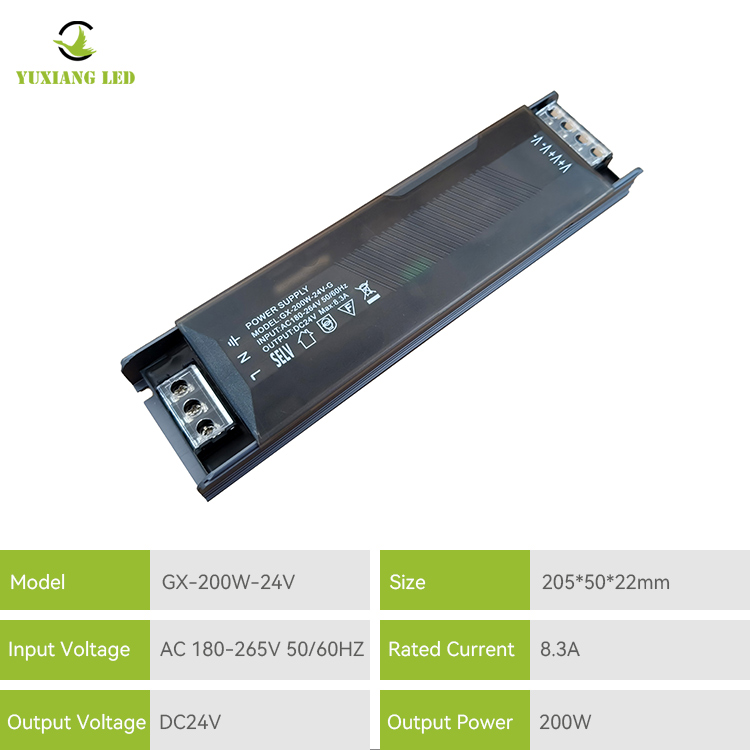 Τροφοδοτικό διακόπτη Slim LED 24V200W σταθερής τάσης ημιγεμάτο