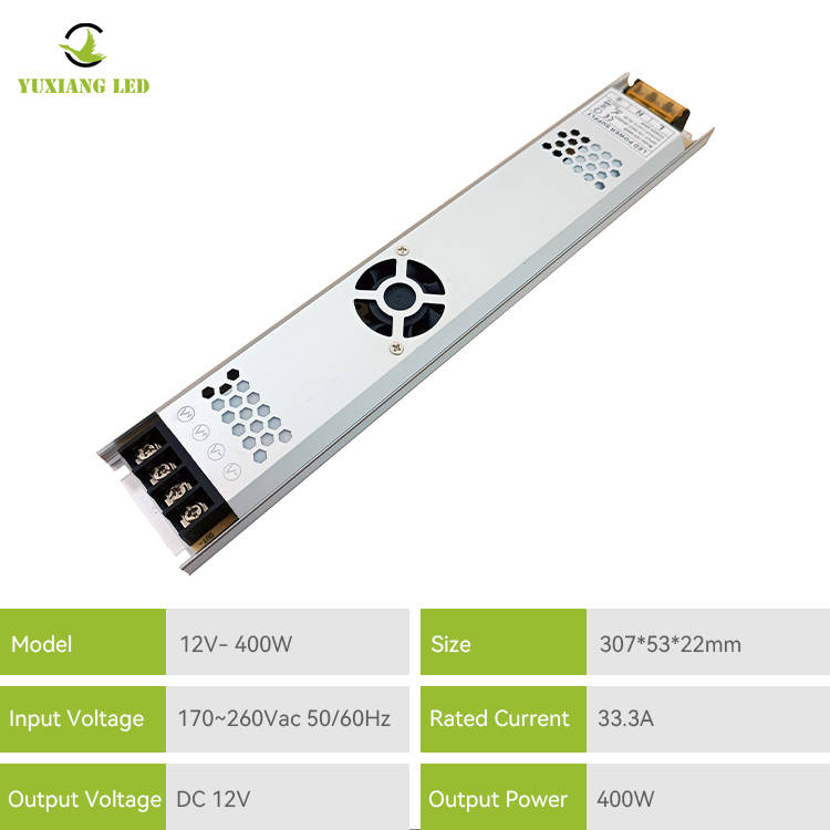 Τροφοδοτικό DC 12v 400w Ultra Thin Led