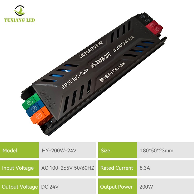 Τροφοδοτικό LED DC 24V 200W Εξαιρετικά λεπτό ημι-γλάστρα