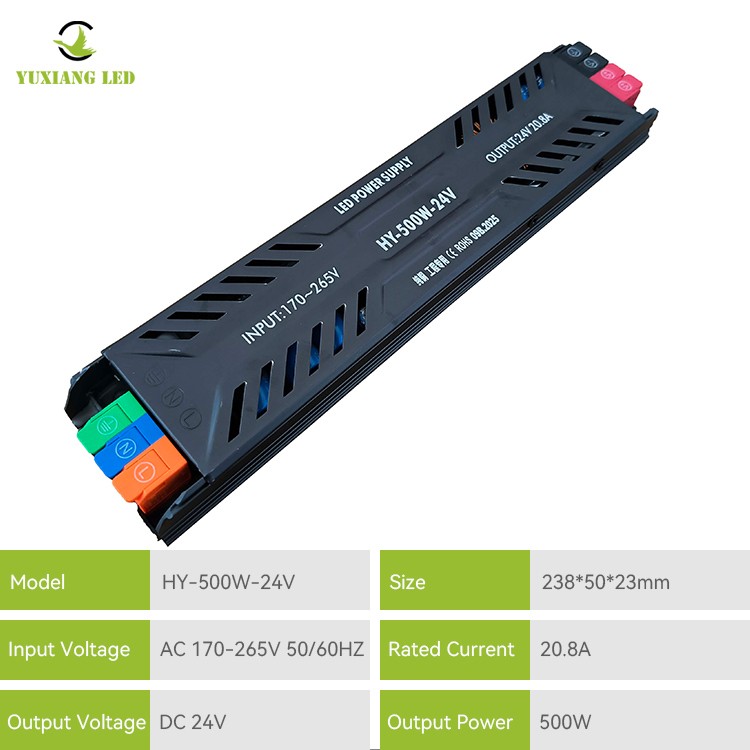 Τροφοδοτικό LED DC 24V 500W Εξαιρετικά λεπτό ημι-γλάστρα