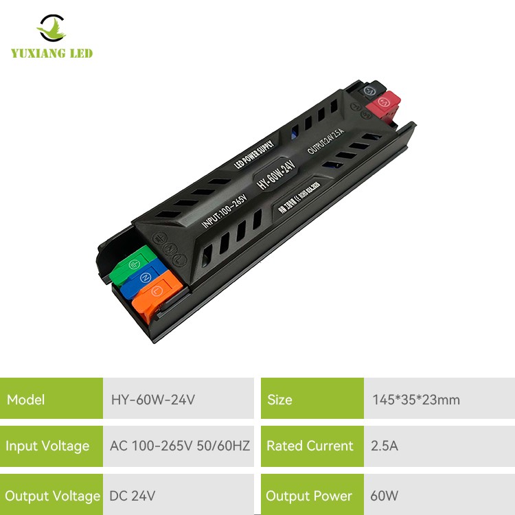 Τροφοδοτικό LED DC 24V 60W Εξαιρετικά λεπτό ημι-γλάστρα